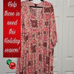 ✔️ *BLACK FRIDAY SALE! Torrid Floral Bohemian Pink Dress